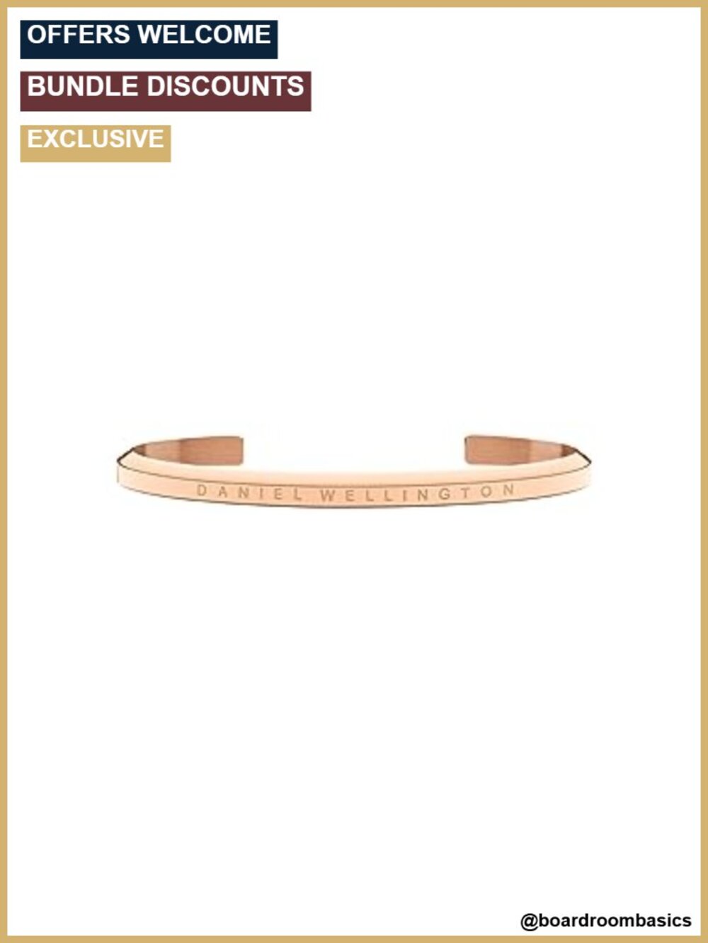 Daniel Wellington Classic Cuff Bracelet Gold Plated Stainless Steel 6 Inch Small